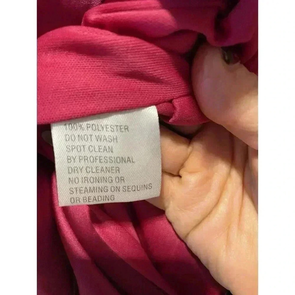 New Ieena Mac Duggal Magenta Side Twist Long Sleeve Satin Sheath Dress Size 6 - Picture 7 of 11